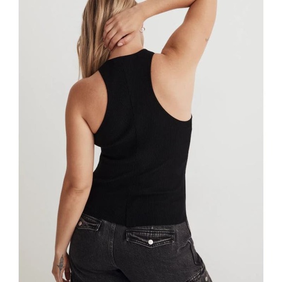 NWT! MADEWELL The Signature Knit Cutaway Sweater‎ Tank BLACK/M